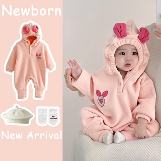 Bé Sơ Sinh Bé Gái Oli Nhung Dễ Thương Mềm Mại Và Thoải Mái Quần Áo Mùa Đông Hoạt Hình Lợn Hồng Áo Liền Quần Quà Tặng Giáng Sinh (0-24 tháng)