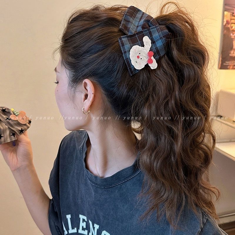 Kẹp tóc hình hoạt hình dễ thương thiết kế kẻ sọc và tam giác thời thượng, phụ kiện tóc cho nữ