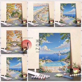 MOZI ✨40 * 50cm / 30 * 40cm Phong cảnh mùa thu tự làm Kích thước lớn Tranh sơn dầu kỹ thuật số Tranh vẽ tay Tranh tô màu Tranh kỹ thuật số Tranh Acrylic Chữa bệnh Tranh giải nén