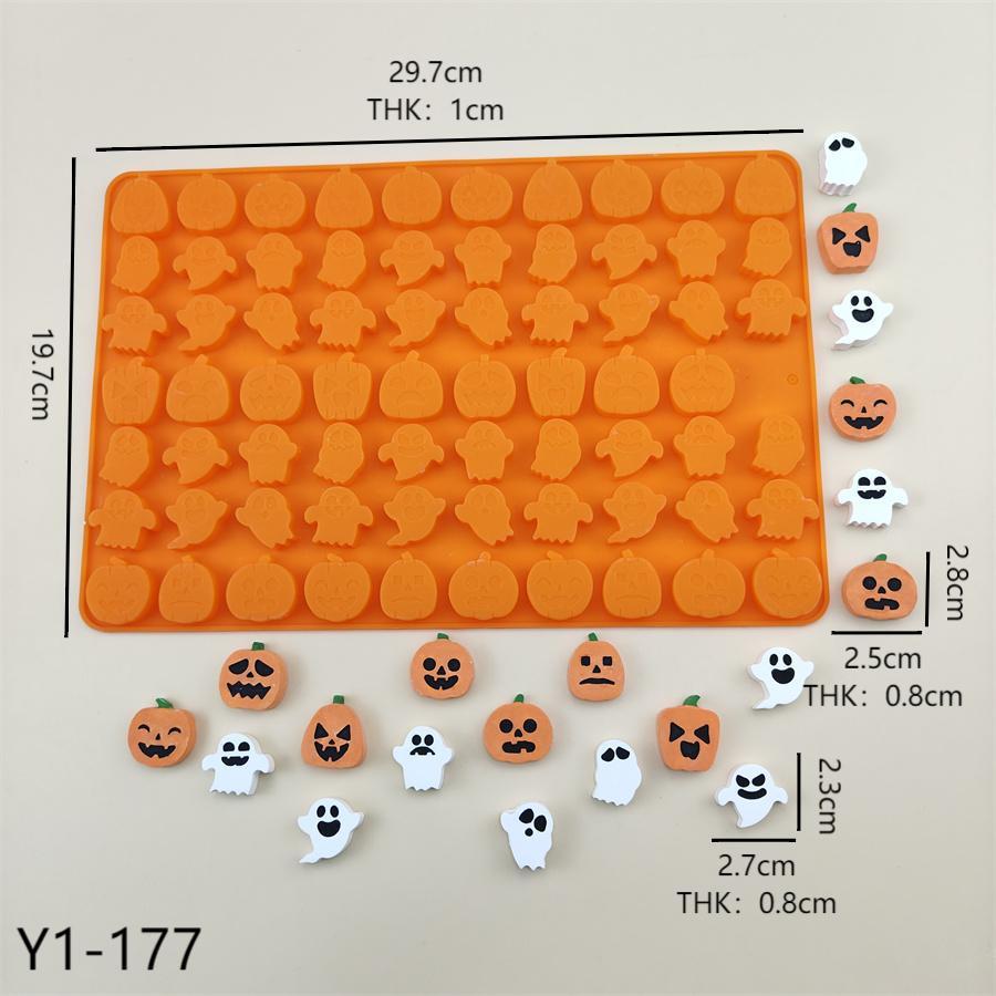 77 Khoang Ma Bí Ngô Khuôn Silicon Halloween Series Silicone Miếng Lót Bánh Fondant Cookie Cắt Sáng Tạo Khuôn Socola Làm Đá DIY Khuôn Nướng Bánh----