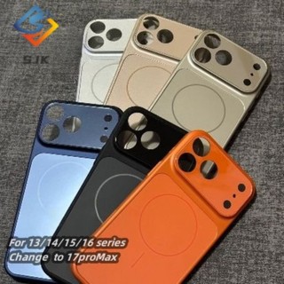Ốp Lưng iPhone 13 14 15 16 Pro Max Nâng Cấp Thành 17 Pro Max - Kính Cứng Lưng Mờ Chống Sốc Nam Châm Bảo Vệ
