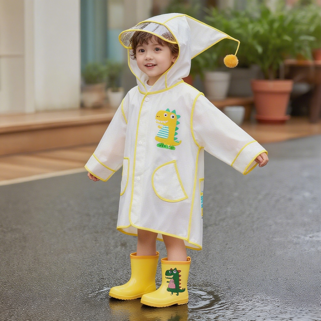 Áo Mưa Trẻ Em Họa Tiết Khủng Long Đáng Yêu Cho Bé Mẫu Giáo, Nhẹ Chống Thấm Nước Hiệu Quả