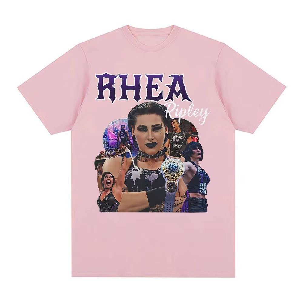 Áo thun nam Cotton Gothic phiên bản giới hạn Rhea Ripley, họa tiết cổ điển thập niên 90