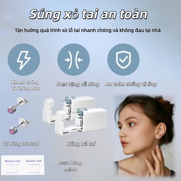 Súng Bấm Lỗ Tai Chuyên Nghiệp Dùng Một Lần