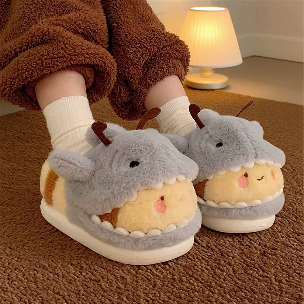 XIXITIAO Dép Cotton Dễ Thương Nam Nữ Cặp Đôi Mùa Đông Ấm Áp Trong Nhà