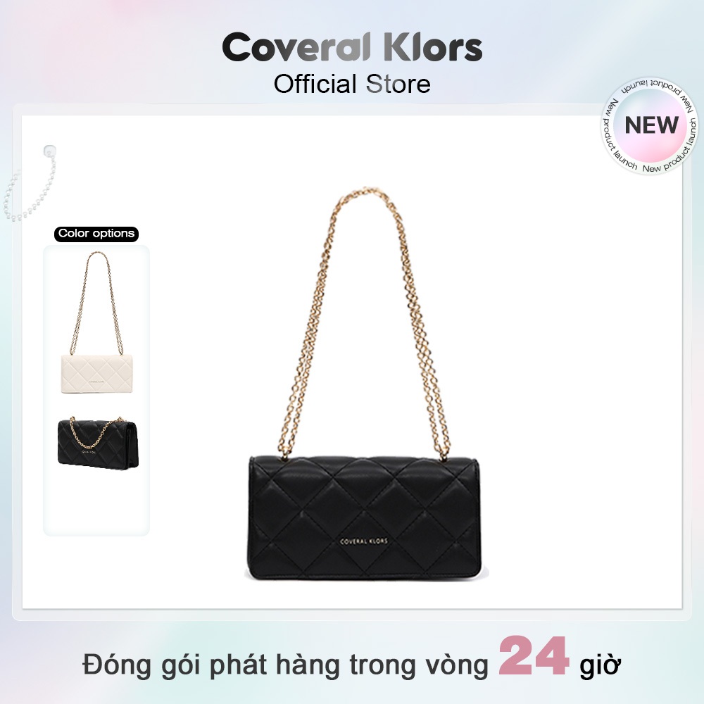 COVERAL KLORS Túi đeo chéo kim cương Retro Túi đeo vai một vai phù hợp Túi vuông đeo chéo phong cách CK2442136