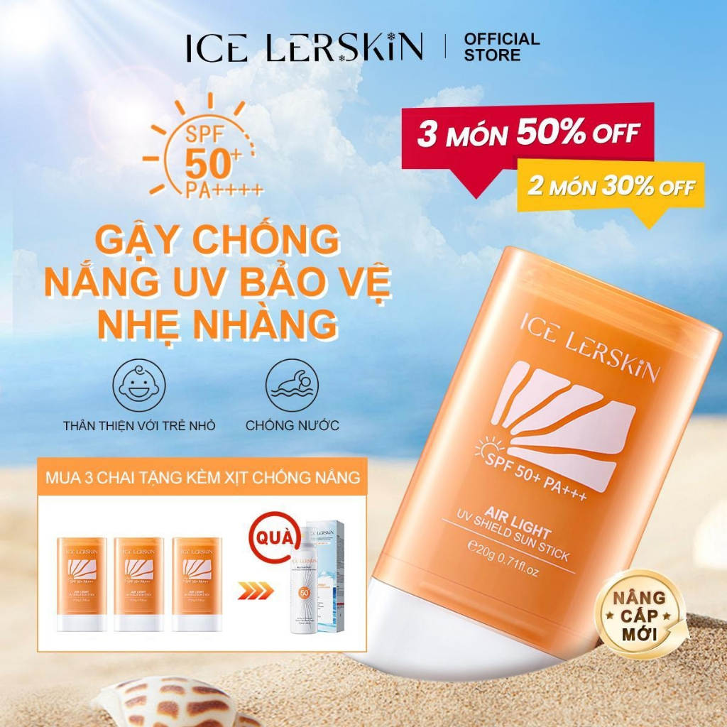 Que Chống Nắng ICE LERSKIN SPF 50+++ Kiềm dầu - Kháng mồ hôi Tiện dụng cho Du lịch/Dã ngoại
