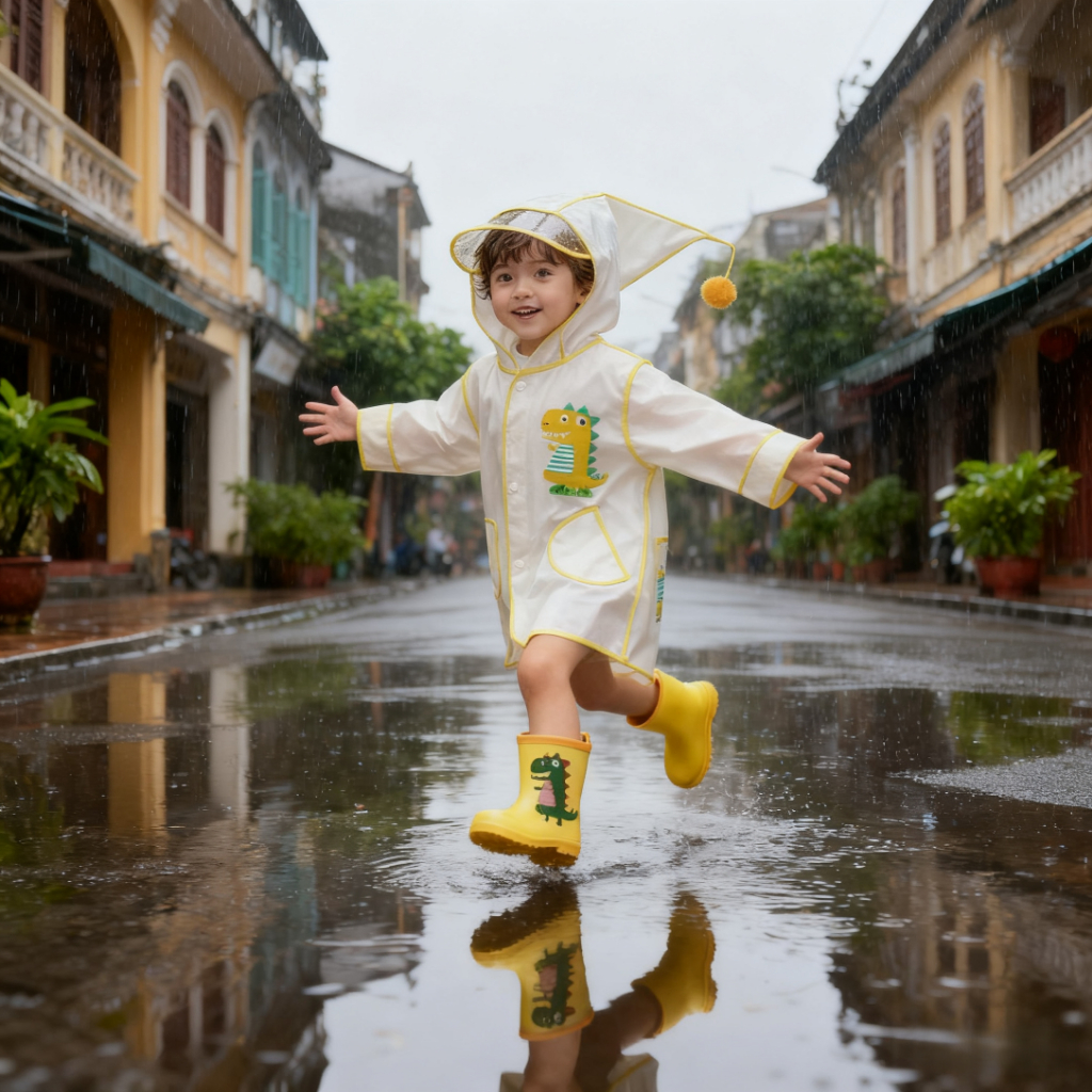 Áo Mưa Trẻ Em Họa Tiết Khủng Long Đáng Yêu Cho Bé Mẫu Giáo, Nhẹ Chống Thấm Nước Hiệu Quả