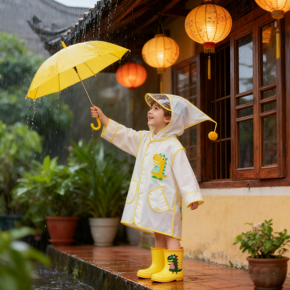 Áo Mưa Trẻ Em Họa Tiết Khủng Long Đáng Yêu Cho Bé Mẫu Giáo, Nhẹ Chống Thấm Nước Hiệu Quả