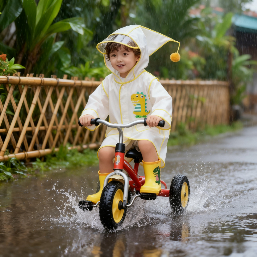 Áo Mưa Trẻ Em Họa Tiết Khủng Long Đáng Yêu Cho Bé Mẫu Giáo, Nhẹ Chống Thấm Nước Hiệu Quả