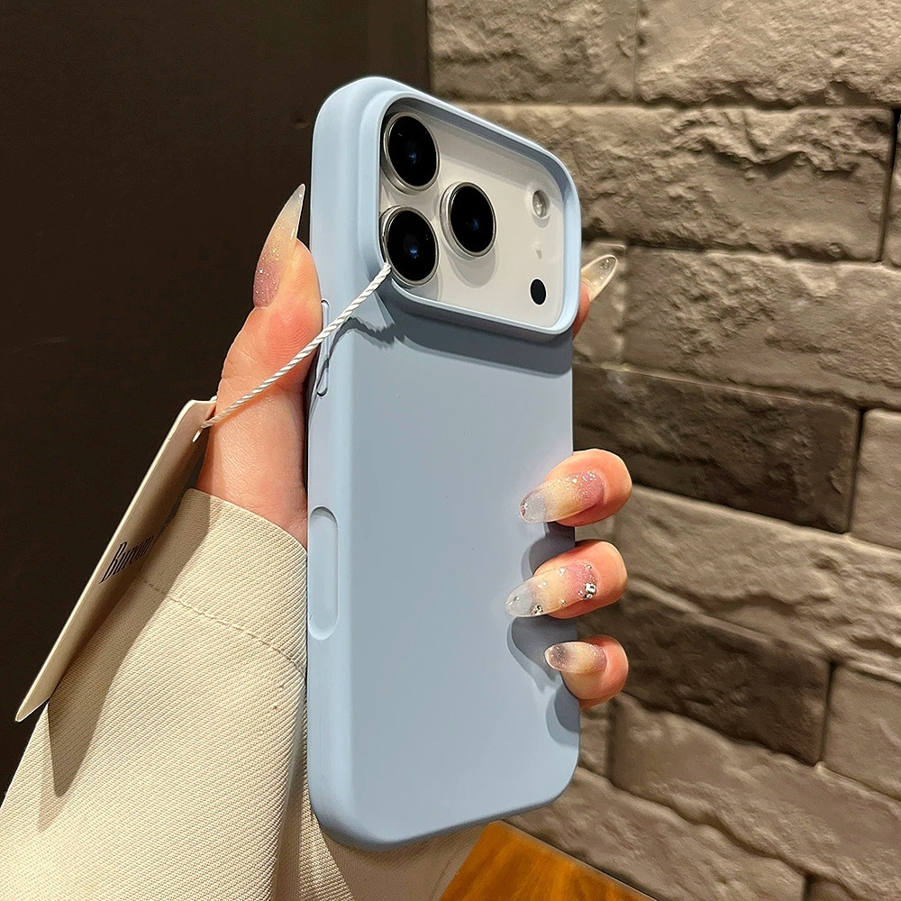 Ốp điện thoại silicon lỏng màu xanh da trời đơn giản cho iPhone 17ProMax16Plus 15 14 13 12 11 Pro Max Bảo hiểm toàn diện Vỏ mềm bảo vệ chống sốc