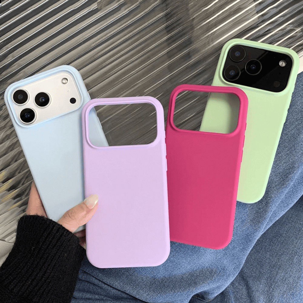 Ốp điện thoại silicon lỏng màu xanh da trời đơn giản cho iPhone 17ProMax16Plus 15 14 13 12 11 Pro Max Bảo hiểm toàn diện Vỏ mềm bảo vệ chống sốc