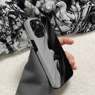 Ốp điện thoại 2 trong 1 màu đen trắng Apple 17 / 16 iPhone 15 Pro Max Phim mới 14 / 13 Sáng tạo 12 / 11 Pro Max 7 / 8 Plus Vỏ điện thoại bóng hai lớp