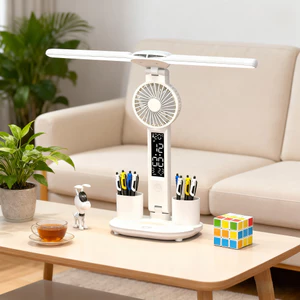 Đèn Bàn Học Thông Minh Đèn Led Chống Cận + Quạt Mini USB Sạc Để Bàn Phòng Ngủ Cho Học Sinh Sinh Viên