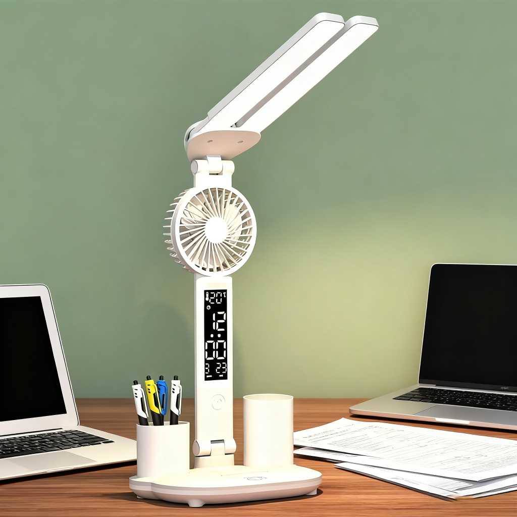 Đèn Bàn Học Thông Minh Đèn Led Chống Cận + Quạt Mini USB Sạc Để Bàn Phòng Ngủ Cho Học Sinh Sinh Viên