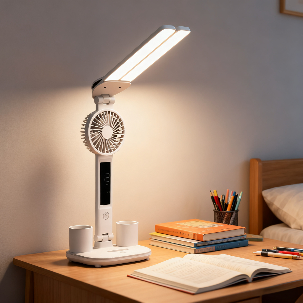 Đèn Bàn Học Thông Minh Đèn Led Chống Cận + Quạt Mini USB Sạc Để Bàn Phòng Ngủ Cho Học Sinh Sinh Viên