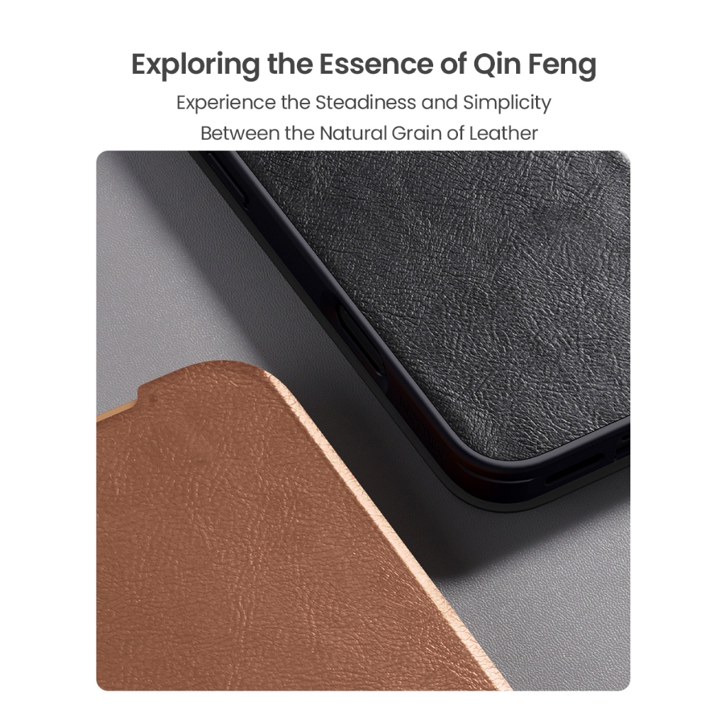 Nillkin Cho iPhone 17 Pro Max Air Qin Pro Flip PU Da Bảo Vệ Ống Kính Máy Ảnh Trượt Vỏ Điện Thoại Vỏ Bảo Vệ