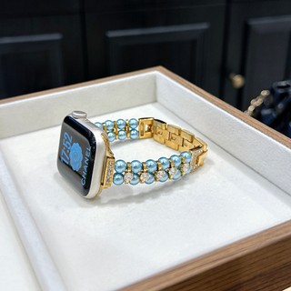Dây đeo bằng thép không gỉ ngọc trai kim cương cho Apple Watch Ultra 46 / 44 / 40 / 49 / 45 / 41 / 42 / 38 / 45mm iwatch Series Ultra / 10 / 9 / 8 / 7 / 6 / 5 / 4 / 3 / 2 / 1 / SE