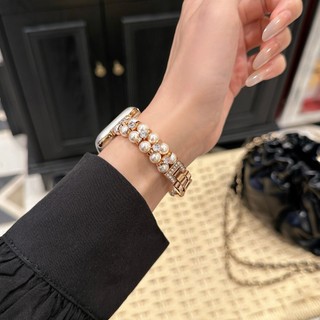 Dây đeo bằng thép không gỉ ngọc trai kim cương cho Apple Watch Ultra 46 / 44 / 40 / 49 / 45 / 41 / 42 / 38 / 45mm iwatch Series Ultra / 10 / 9 / 8 / 7 / 6 / 5 / 4 / 3 / 2 / 1 / SE