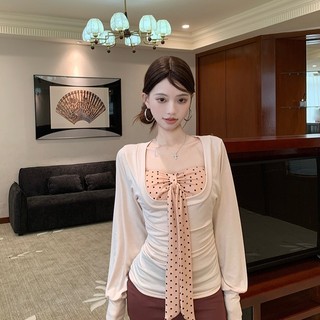 MUJIELLA  chân váy nữ Chân váy bí ngô xòe dáng ngắn thắt nơ đen trắng hồng có quần trong MUJI2025091403