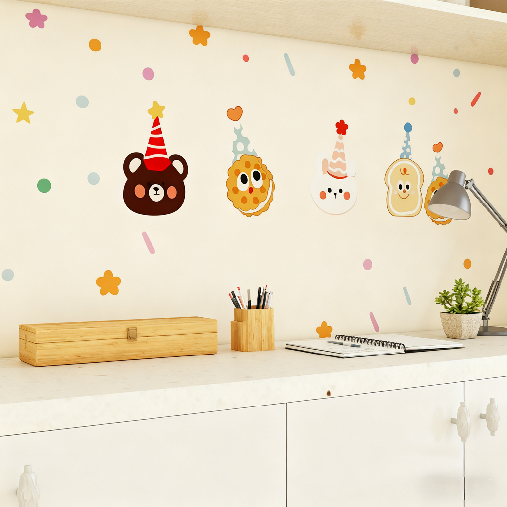 Giấy dán tường tự dính chống nước, chống ẩm mốc, hình hoạt hình dễ thương, dán trang trí tường phòng ngủ, nhà trọ, lau được