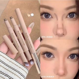 Chì Tạo Khối Màu Nâu KAKASHOW Có Cọ - Công Thức Lì Tự Nhiên Cấp Ẩm,Chống Nước & Chống Trôi, Bật Khối 3D Mượt Mà Cho Đường Nét Sắc Nét C568