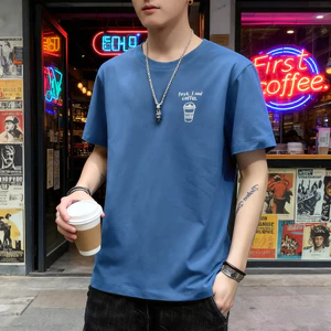 Phong Cách Mới Nam Ngắn Tay Áo Thun Phong Cách Hàn Quốc Mùa Hè Hợp Thời Trang Rời Thanh Niên Slim-fit Thường Ngày