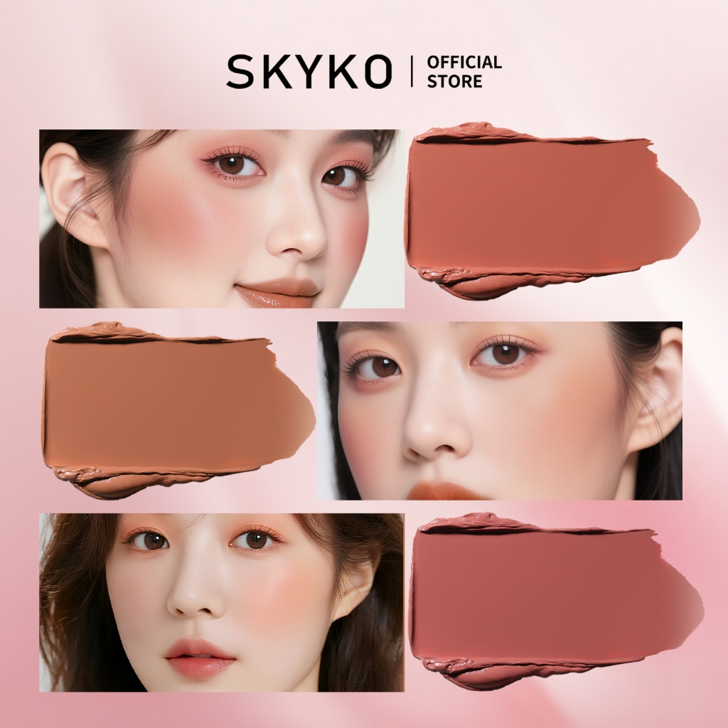 SKYKO Phấn Má hồng dạng kem Creamy Blush 3 Trong 1 Blusher Cho Cheek & Môi & Mắt