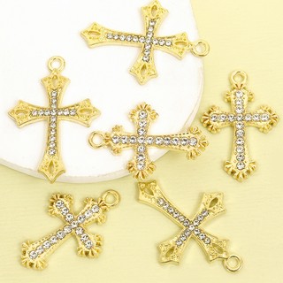 10 chiếc Kim cương giả Pop Châu Âu và Mỹ khảm Quyến rũ chéo tinh tế cho DIY Phong cách Baroque Vòng cổ Bông tai Móc khóa và Phụ kiện Lolita - Lý tưởng để trang điểm thời trang hàng ngày