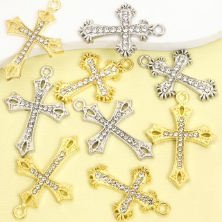 10 chiếc Kim cương giả Pop Châu Âu và Mỹ khảm Quyến rũ chéo tinh tế cho DIY Phong cách Baroque Vòng cổ Bông tai Móc khóa và Phụ kiện Lolita - Lý tưởng để trang điểm thời trang hàng ngày