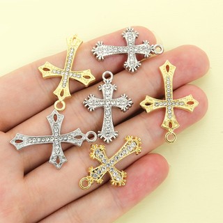 10 chiếc Kim cương giả Pop Châu Âu và Mỹ khảm Quyến rũ chéo tinh tế cho DIY Phong cách Baroque Vòng cổ Bông tai Móc khóa và Phụ kiện Lolita - Lý tưởng để trang điểm thời trang hàng ngày