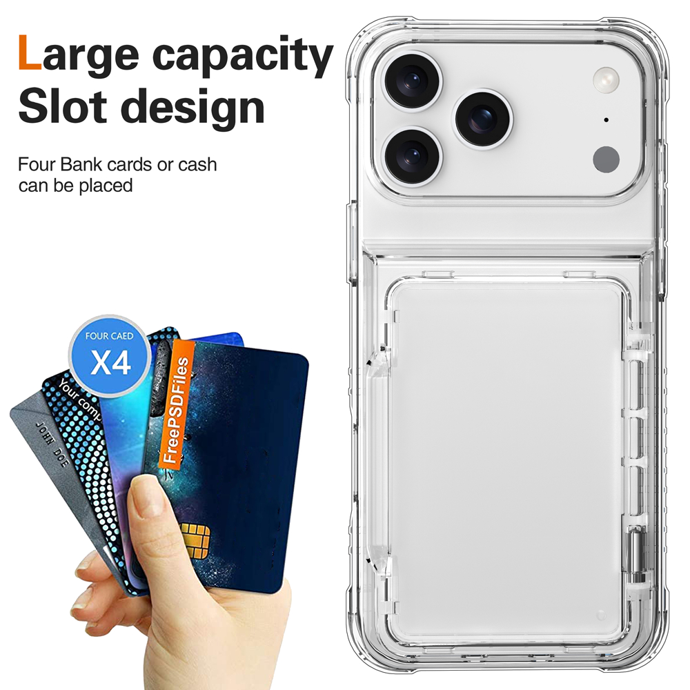 Trong Suốt Khe Cắm Thẻ Giá Đỡ Ốp Lưng Điện Thoại Cho iPhone 18 17 Air 16 15 14 Plus 13 12 11 Pro Max Đứng Chống Rơi Cứng Acrylic Trong Suốt Bao