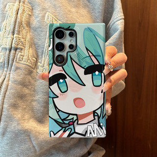 Phiên bản Q Vỏ bảo vệ hai trong một họa tiết Hatsune Miku phù hợp cho Samsung su22u s23 plus s23FE s24 s25 plus A55 A56 A36 Ốp điện thoại di động hai trong một