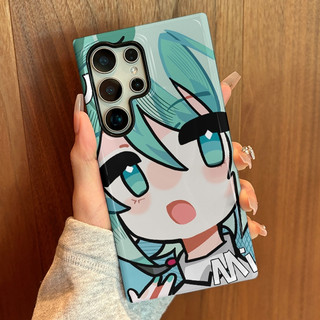 Phiên bản Q Vỏ bảo vệ hai trong một họa tiết Hatsune Miku phù hợp cho Samsung su22u s23 plus s23FE s24 s25 plus A55 A56 A36 Ốp điện thoại di động hai trong một