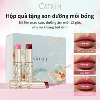 CATKIN 3 Bóng Son Dưỡng Môi Dưỡng Ẩm Son Bóng Bộ Màu Son Dưỡng Môi Dạ Quang Hydrating Khỏe Mạnh Quà Tặng Giáng Sinh Cho Bé Gái