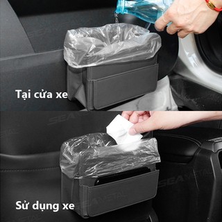 SEAMETAL Xe Ô Tô Có Thể Gập Lại Da Thùng Rác Nội Thất Lưu Trữ Người Tổ Chức Seatback Treo Nhiều Túi Cửa Ô Tô Hộp Bảo Quản Phụ Kiện