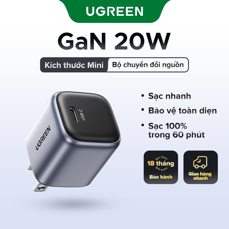 [Mã ELBMO2 giảm 12% đơn 500K] 【New-in Pre-Sale】Ugreen GaN Cổng Sạc USB-C 20W Cho iPhone 14 Pro Max iPad Galaxy Huawei