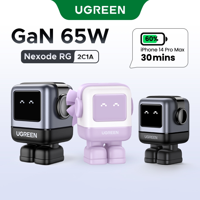 Ugreen Bộ Sạc 3 Cổng USB C 65W 30W NEXODE GAN UGREEN Uno Fast Charging Cho iPhone 16 Pro Max iPhone 15/14 / 14 Pro Max / Macbook Air / iPad Pro / iPad Mini