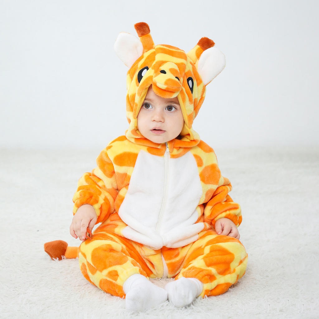 / / -Baby Halloween Hươu Cao Cổ Trang Phục Hóa Trang Mềm Mại Ấm Áp Dài Tay Có Mũ Trùm Đầu Dễ Thương Cho Trẻ Sơ Sinh Áo liền quần