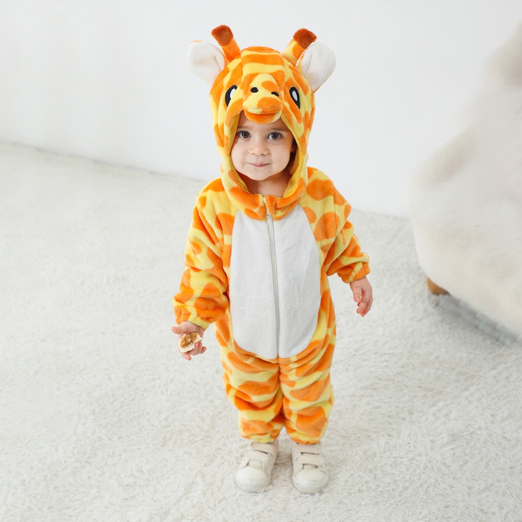 / / -Baby Halloween Hươu Cao Cổ Trang Phục Hóa Trang Mềm Mại Ấm Áp Dài Tay Có Mũ Trùm Đầu Dễ Thương Cho Trẻ Sơ Sinh Áo liền quần