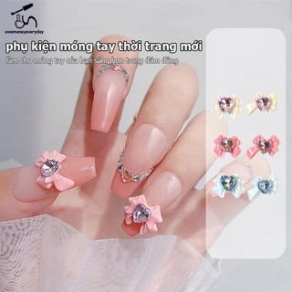 [savemoneyeveryday] 10 Chiếc 3D Nơ Nhựa Móng Tay Quyến Rũ Ruy Băng Hồng Nơ Kim Cương Giả Phụ Kiện Trang Sức Trang Trí Làm Móng Tay DIY Salon Phụ Kiện Quà Tặng [vn]