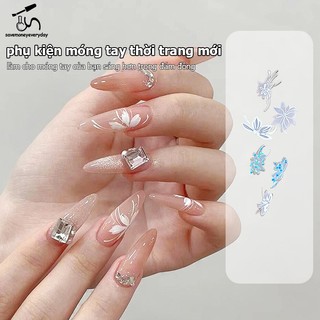 [savemoneyeveryday] Nhãn dán móng tay hình hoa mộc lan trắng Vẽ tay Tính khí Nhãn dán móng tay Tăng cường trang trí Decal [vn]