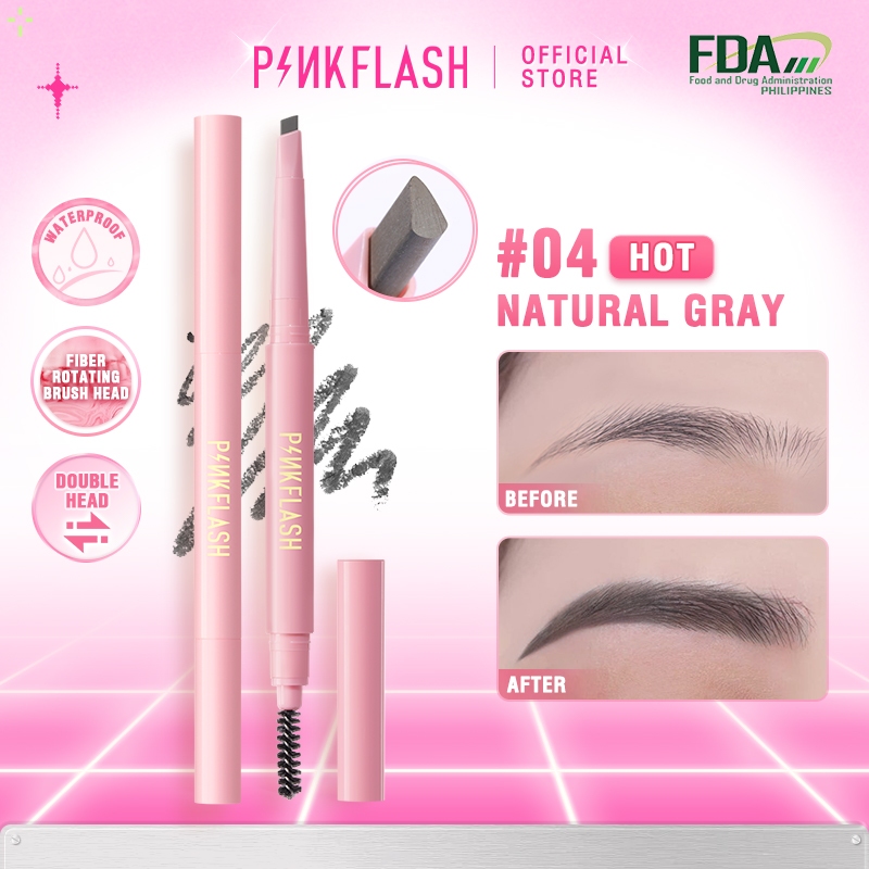 Chì kẻ mày PINKFLASH ngòi mềm kèm cọ dễ tán màu chống nước lâu trôi 8 giờ 0.2g
