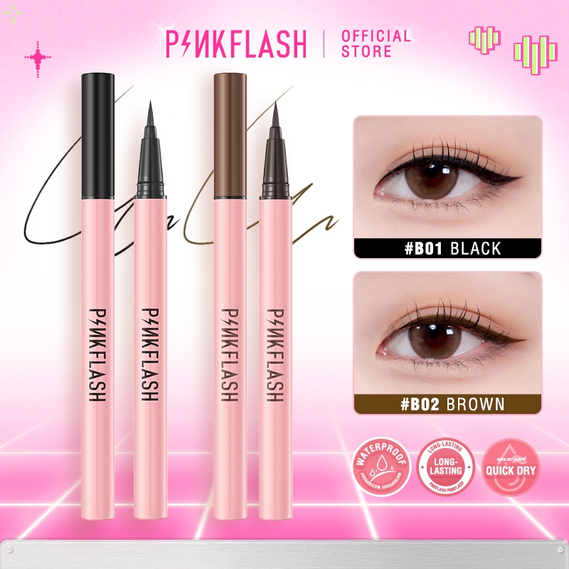 Bút kẻ mắt PINKFLASH nâng cấp dạng lỏng lâu trôi nhanh khô chống nhòe và chống nước 0.6g