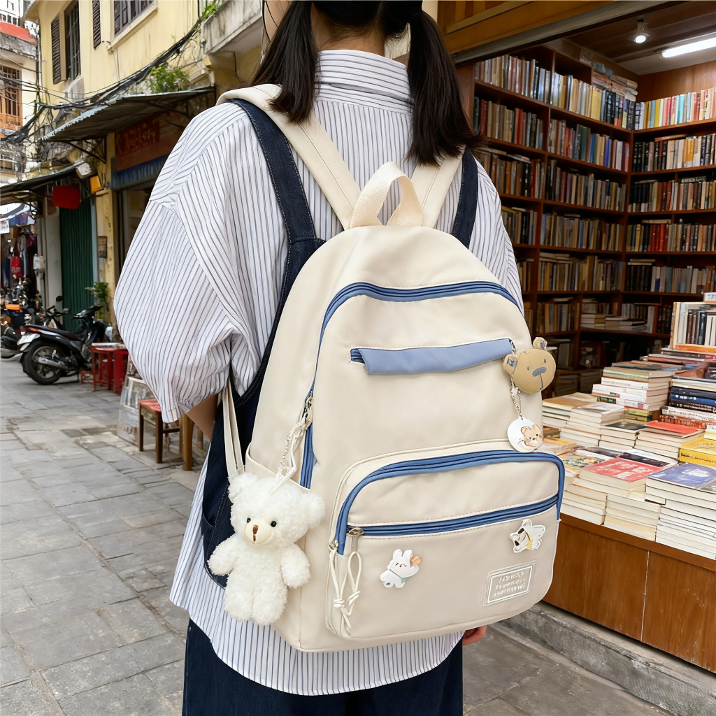 Balo Nữ Hàn Quốc Thú Vị Phong Cách INS Rừng Xanh Balô Nhật Bản Harajuku Cho Sinh Viên