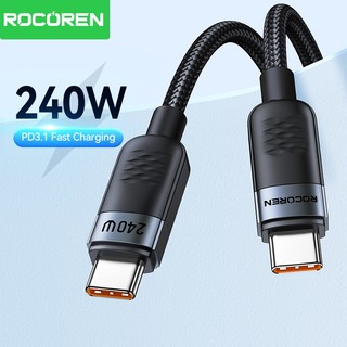 Rocoren 240W USB Loại C Sang USB C PD QC 3.0 5A Sạc Nhanh USBC Dây Cho iPhone 17 16 Pro Max Air Android Điện Thoại Laptop