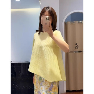 Miyake Xếp Ly Quần Áo Kích Thước Lớn Xếp Ly Mùa Hè Phong Cách Mới Màu Trơn Dopamine Vát Cạnh Không Đều Không Tay Top Tất Cả Trận Đấu Mỏng Hơn Nhìn Tính Khí