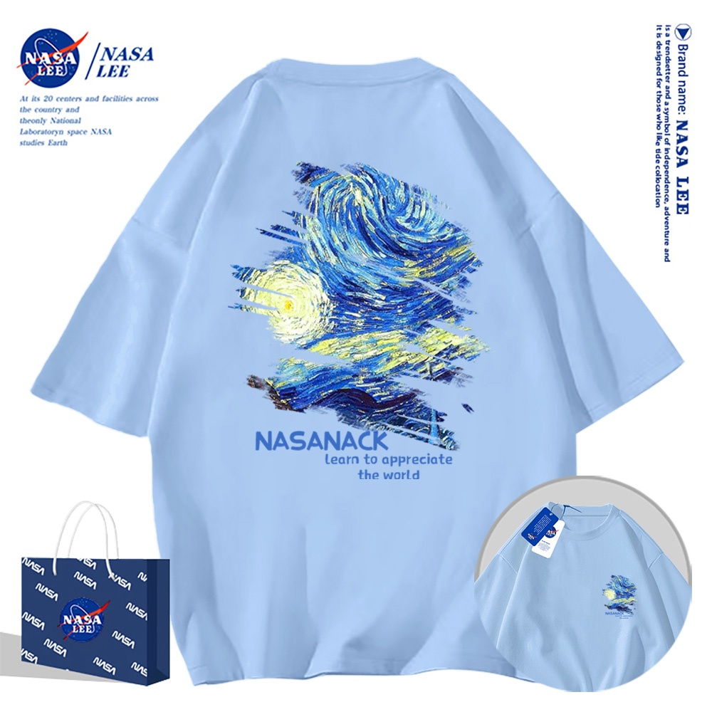 🔥Hàng có sẵn🔥Nasa Đồng Thương Hiệu Klein Xanh Áo Thun Ngắn Tay Nam Nữ Xu Hướng Mùa Hè 2024 Phong Cách Mới Rời Cặp Đôi Nửa-