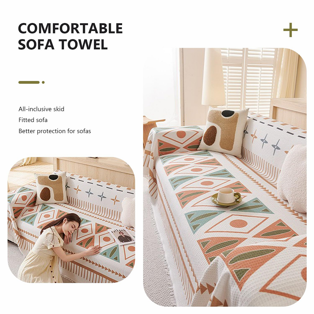 Vỏ bọc ghế sofa bằng vải Bohemian, Chăn sofa một mảnh có thể điều chỉnh có thể đảo ngược hiện đại, Chống trầy xước bốn mùa đa năng, Bảo vệ đồ nội thất cho thú cưng