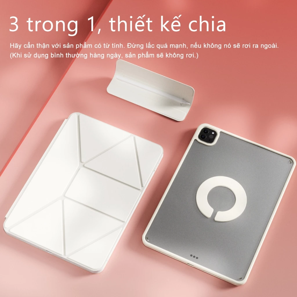 KENKE ốp lưng ipad Xoay 360° Hộp Từ Tính Tách Rời, Dùng Cho iPad M4 Pro Air 11 inch 2024 Air 13 inch